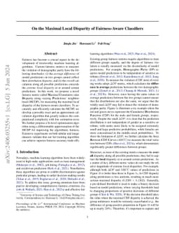 On the Maximal Local Disparity of Fairness-Aware Classifiers