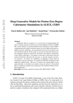 Deep Generative Models for Proton Zero Degree Calorimeter Simulations in
  ALICE, CERN