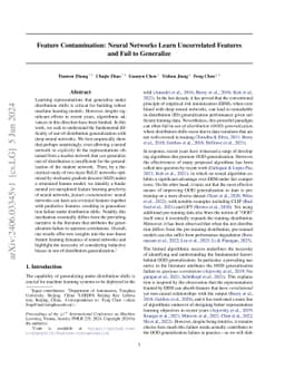 Feature contamination: Neural networks learn uncorrelated features and fail to generalize