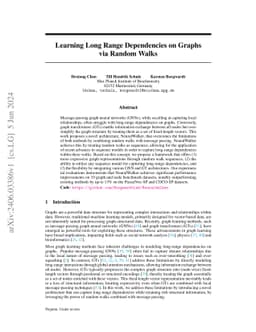 Learning Long Range Dependencies on Graphs via Random Walks