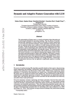 Dynamic and Adaptive Feature Generation with LLM