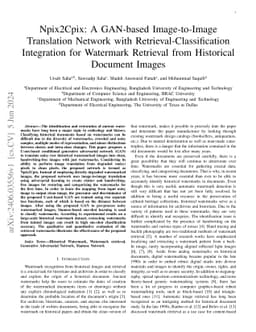 Npix2Cpix: A GAN-based Image-to-Image Translation Network with
  Retrieval-Classification Integration for Watermark Retrieval from Historical
  Document Images