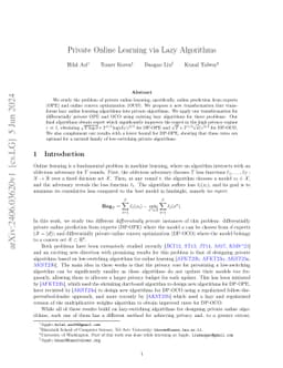 Private Online Learning via Lazy Algorithms