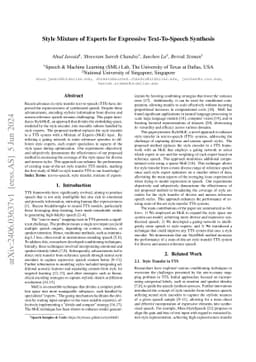 Style Mixture of Experts for Expressive Text-To-Speech Synthesis