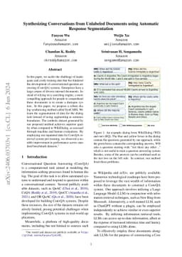 Synthesizing Conversations from Unlabeled Documents using Automatic
  Response Segmentation