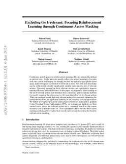 Excluding the Irrelevant: Focusing Reinforcement Learning through
  Continuous Action Masking