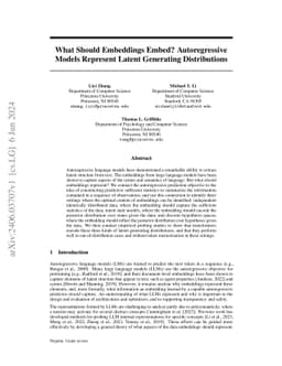 What Should Embeddings Embed? Autoregressive Models Represent Latent
  Generating Distributions