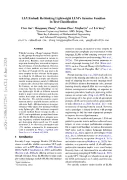 LLMEmbed: Rethinking Lightweight LLM's Genuine Function in Text
  Classification