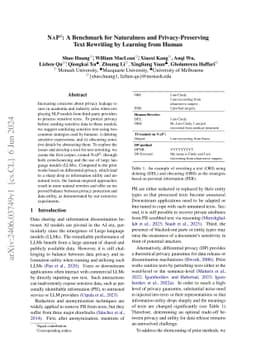 NAP^2: A Benchmark for Naturalness and Privacy-Preserving Text Rewriting
  by Learning from Human