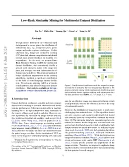 Low-Rank Similarity Mining for Multimodal Dataset Distillation