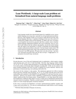 Lean Workbook: A large-scale Lean problem set formalized from natural
  language math problems