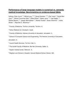 Performance of large language models in numerical vs. semantic medical
  knowledge: Benchmarking on evidence-based Q&As