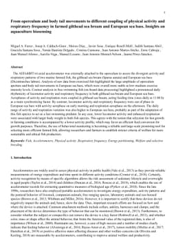 From operculum and body tail movements to different coupling of physical
  activity and respiratory frequency in farmed gilthead sea bream and European
  sea bass. Insights on aquaculture biosensing