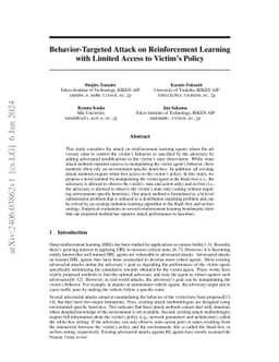 Behavior-Targeted Attack on Reinforcement Learning with Limited Access
  to Victim's Policy