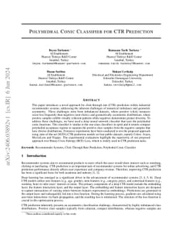 Polyhedral Conic Classifier for CTR Prediction