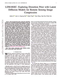 LDM-RSIC: Exploring Distortion Prior with Latent Diffusion Models for
  Remote Sensing Image Compression