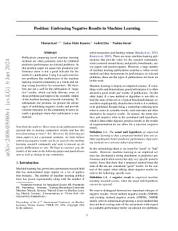 Position: Embracing Negative Results in Machine Learning