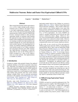 Multivector Neurons: Better and Faster O(n)-Equivariant Clifford Graph
  Neural Networks