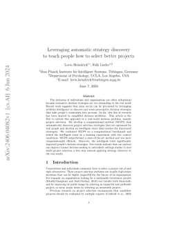 Leveraging automatic strategy discovery to teach people how to select
  better projects