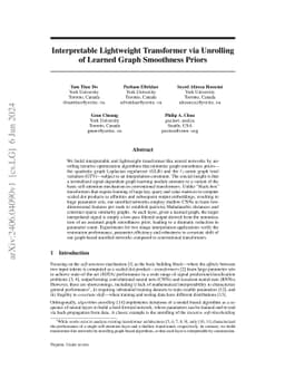 Interpretable Lightweight Transformer via Unrolling of Learned Graph
  Smoothness Priors