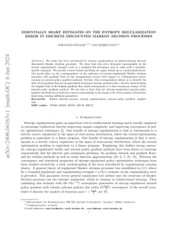 Optimal Rates of Convergence for Entropy Regularization in Discounted Markov Decision Processes
