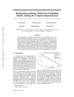 Repurposing Language Models into Embedding Models: Finding the
  Compute-Optimal Recipe