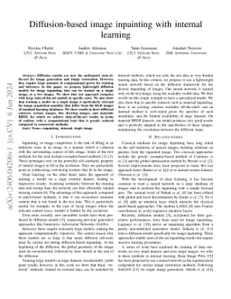 Diffusion-based image inpainting with internal learning