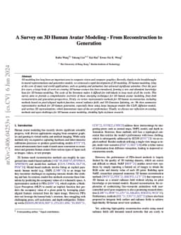 A Survey on 3D Human Avatar Modeling -- From Reconstruction to
  Generation