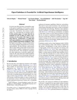 Open-Endedness is Essential for Artificial Superhuman Intelligence