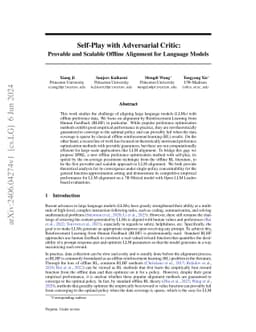 Self-Play with Adversarial Critic: Provable and Scalable Offline
  Alignment for Language Models