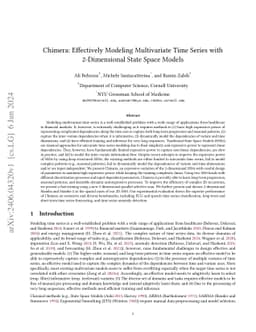 Chimera: Effectively Modeling Multivariate Time Series with
  2-Dimensional State Space Models