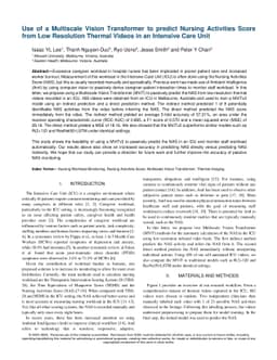 Use of a Multiscale Vision Transformer to predict Nursing Activities
  Score from Low Resolution Thermal Videos in an Intensive Care Unit