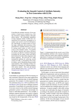 Evaluating the Smooth Control of Attribute Intensity in Text Generation
  with LLMs