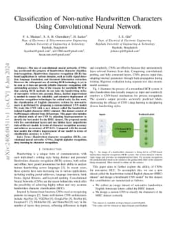 Classification of Non-native Handwritten Characters Using Convolutional
  Neural Network