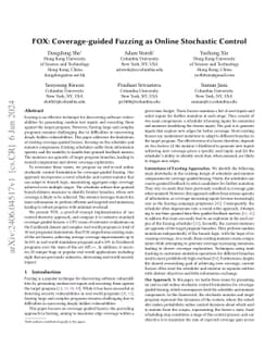FOX: Coverage-guided Fuzzing as Online Stochastic Control