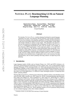 NATURAL PLAN: Benchmarking LLMs on Natural Language Planning