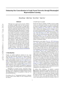 Enhancing Size Generalization in Graph Neural Networks through
  Disentangled Representation Learning