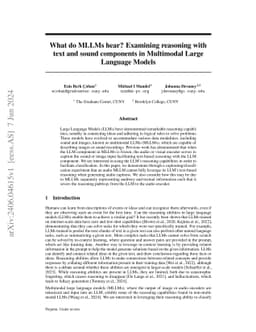 What do MLLMs hear? Examining reasoning with text and sound components
  in Multimodal Large Language Models
