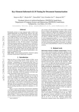 Key-Element-Informed sLLM Tuning for Document Summarization
