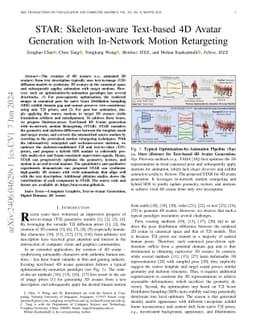 STAR: Skeleton-aware Text-based 4D Avatar Generation with In-Network
  Motion Retargeting