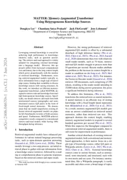 MATTER: Memory-Augmented Transformer Using Heterogeneous Knowledge
  Sources