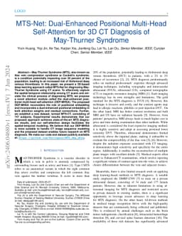 MTS-Net: Dual-Enhanced Positional Multi-Head Self-Attention for 3D CT
  Diagnosis of May-Thurner Syndrome