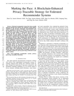 Marking the Pace: A Blockchain-Enhanced Privacy-Traceable Strategy for
  Federated Recommender Systems