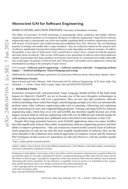 Morescient GAI for Software Engineering