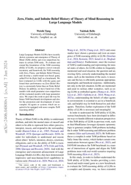 Zero, Finite, and Infinite Belief History of Theory of Mind Reasoning in
  Large Language Models