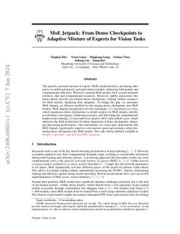MoE Jetpack: From Dense Checkpoints to Adaptive Mixture of Experts for
  Vision Tasks