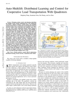 Auto-Multilift: Distributed Learning and Control for Cooperative Load
  Transportation With Quadrotors