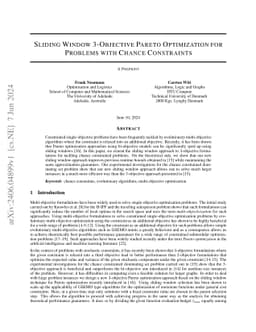 Sliding Window 3-Objective Pareto Optimization for Problems with Chance
  Constraints