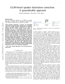 LLM-based speaker diarization correction: A generalizable approach