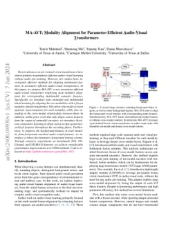 MA-AVT: Modality Alignment for Parameter-Efficient Audio-Visual
  Transformers